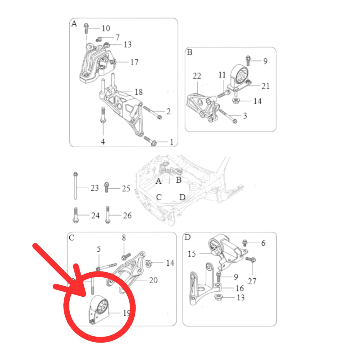 SOPORTE MOTOR DELANTERO  2.0 GRAN TIGGO 3