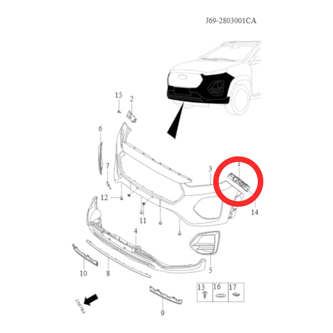MENSULA PARACHOQUE DEL IZQ TIGGO 2 PRO 2
