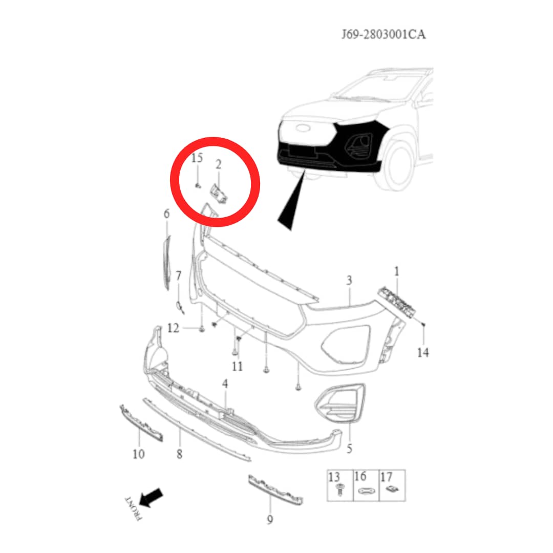 MENSULA PARACHOQUE DEL DER TIGGO 2 PRO